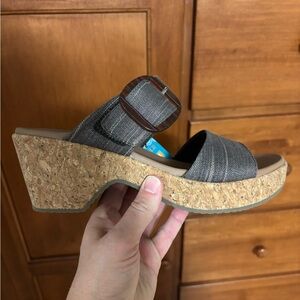 Skechers Charcoal Wedge Sandals